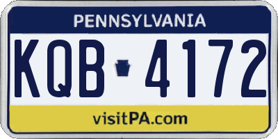 PA license plate KQB4172