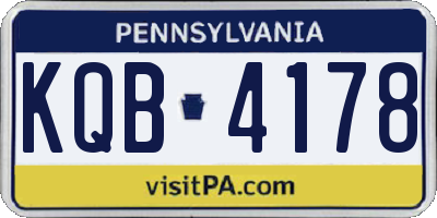 PA license plate KQB4178