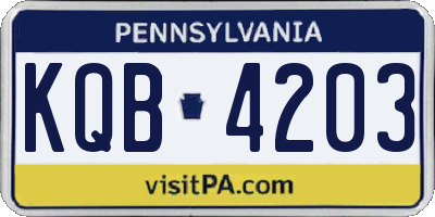 PA license plate KQB4203