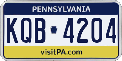 PA license plate KQB4204