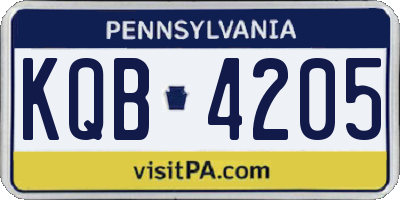 PA license plate KQB4205