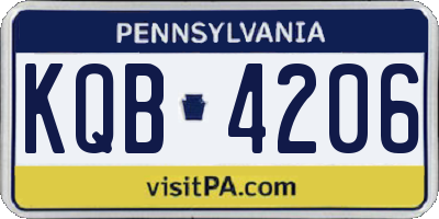 PA license plate KQB4206