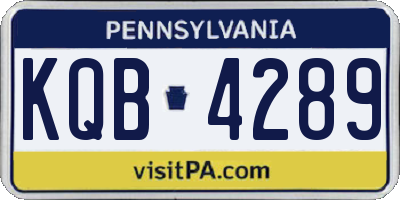 PA license plate KQB4289