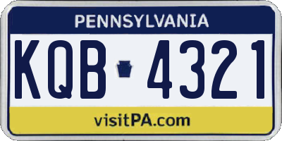 PA license plate KQB4321