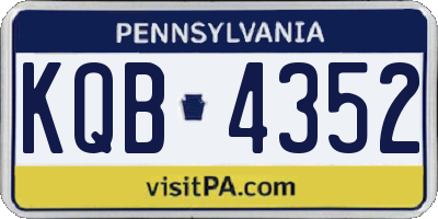 PA license plate KQB4352
