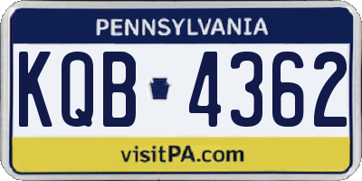 PA license plate KQB4362