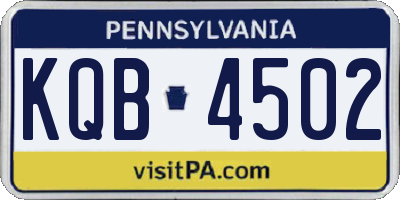 PA license plate KQB4502