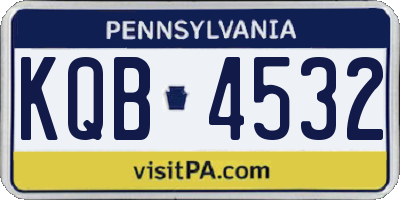PA license plate KQB4532