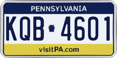 PA license plate KQB4601