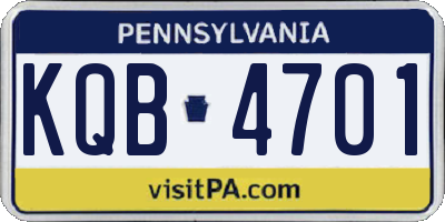 PA license plate KQB4701
