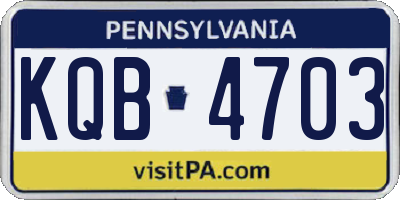 PA license plate KQB4703