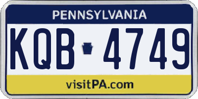 PA license plate KQB4749