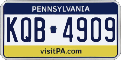 PA license plate KQB4909