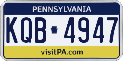 PA license plate KQB4947