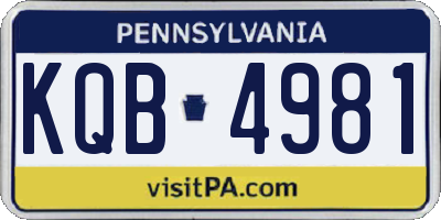 PA license plate KQB4981