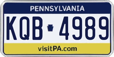 PA license plate KQB4989