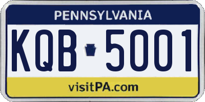 PA license plate KQB5001