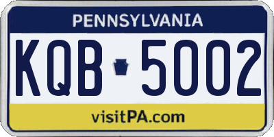 PA license plate KQB5002