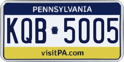 PA license plate KQB5005