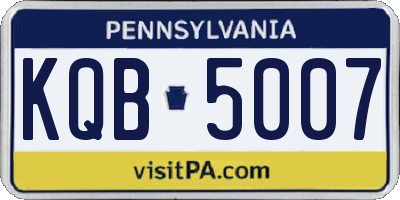 PA license plate KQB5007
