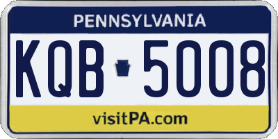 PA license plate KQB5008
