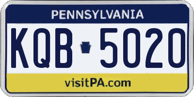 PA license plate KQB5020