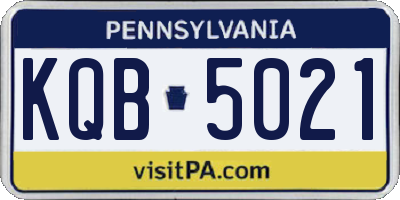 PA license plate KQB5021