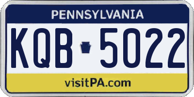 PA license plate KQB5022