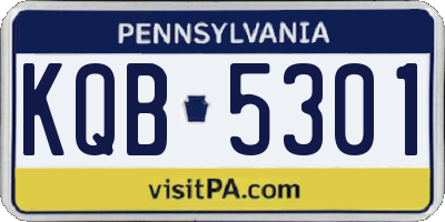 PA license plate KQB5301