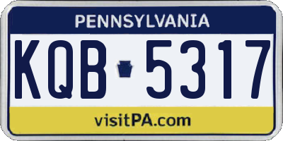 PA license plate KQB5317
