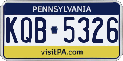 PA license plate KQB5326