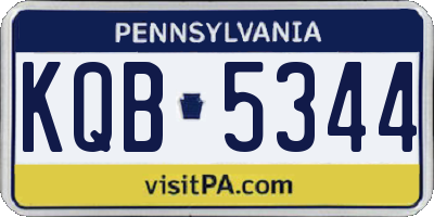 PA license plate KQB5344