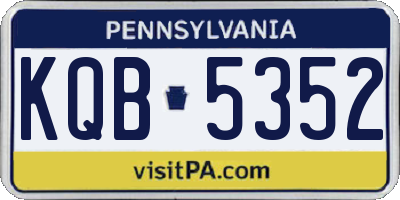 PA license plate KQB5352