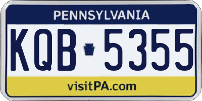 PA license plate KQB5355