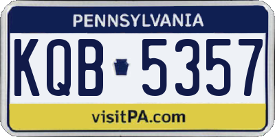 PA license plate KQB5357