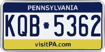 PA license plate KQB5362