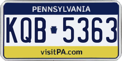 PA license plate KQB5363