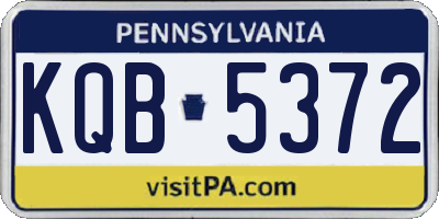 PA license plate KQB5372
