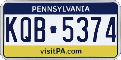 PA license plate KQB5374