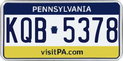 PA license plate KQB5378