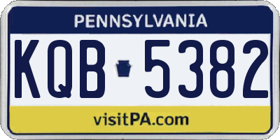 PA license plate KQB5382