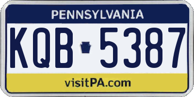 PA license plate KQB5387