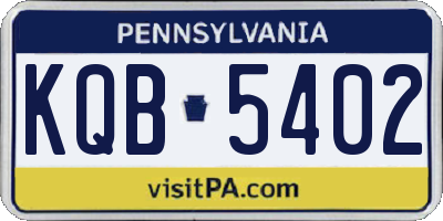 PA license plate KQB5402