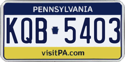 PA license plate KQB5403