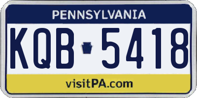 PA license plate KQB5418