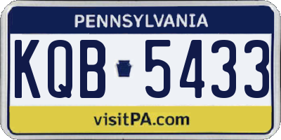 PA license plate KQB5433