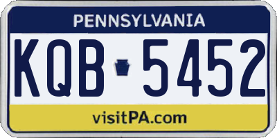 PA license plate KQB5452