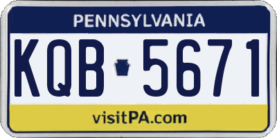 PA license plate KQB5671