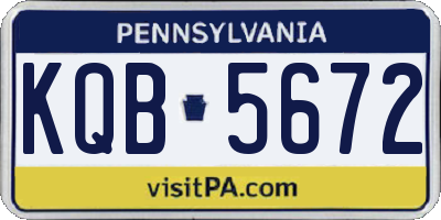 PA license plate KQB5672