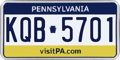 PA license plate KQB5701